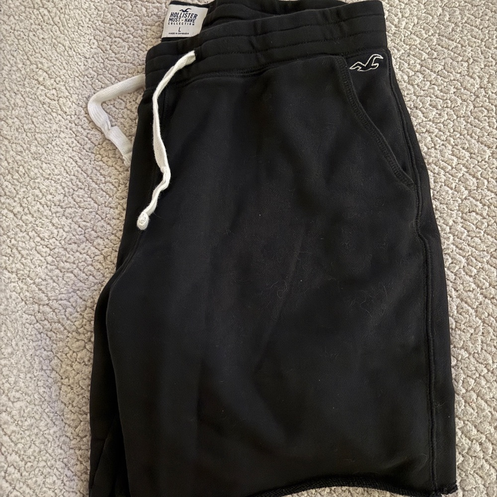 Hollister Black Sweat Shorts with Drawstring Size L